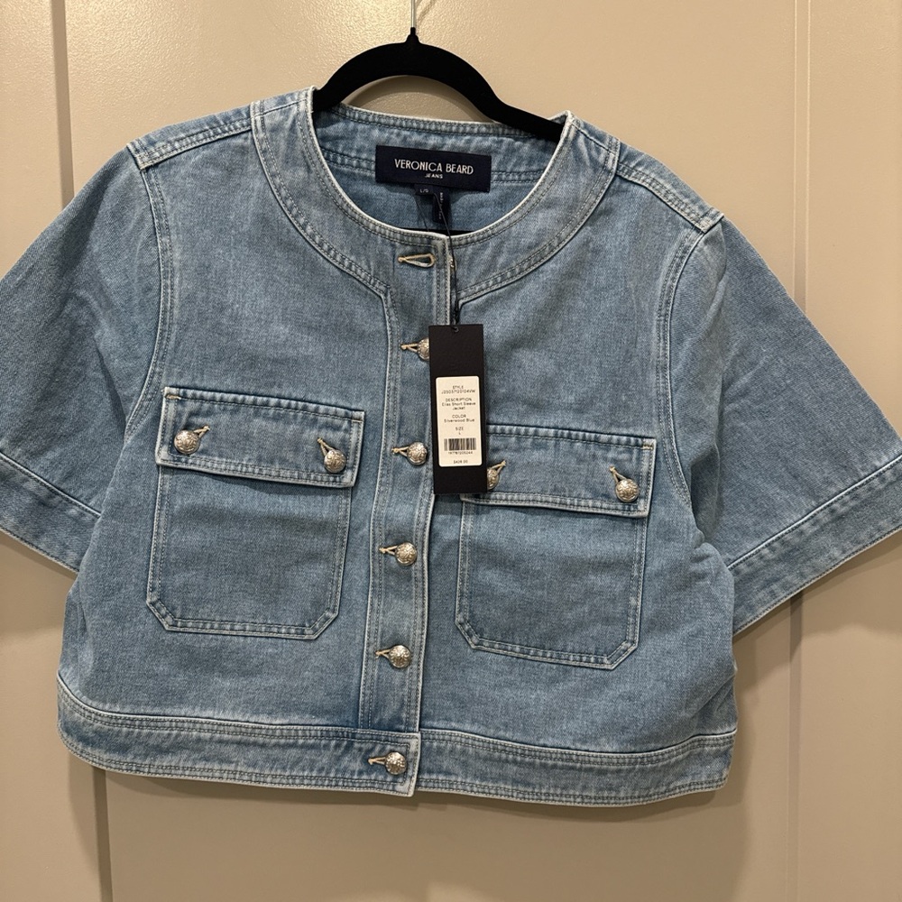 Veronica Beard Blue Denim Cropped Jacket